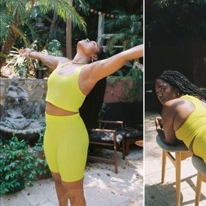 Girlfriend Collective Biker shorts in Chartruese